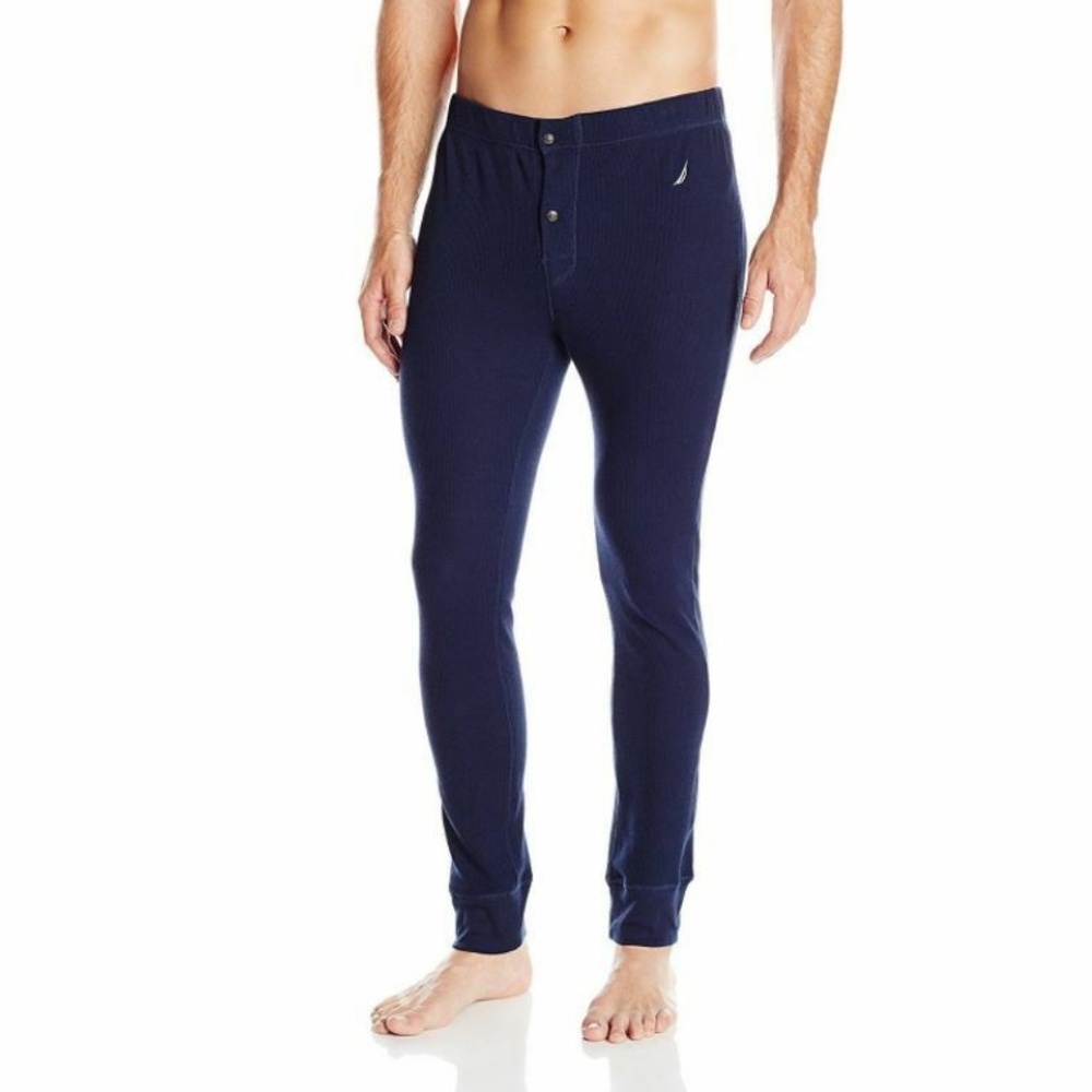 Nautica Mens Sleepwear Thermal Solid Pant Navy XL